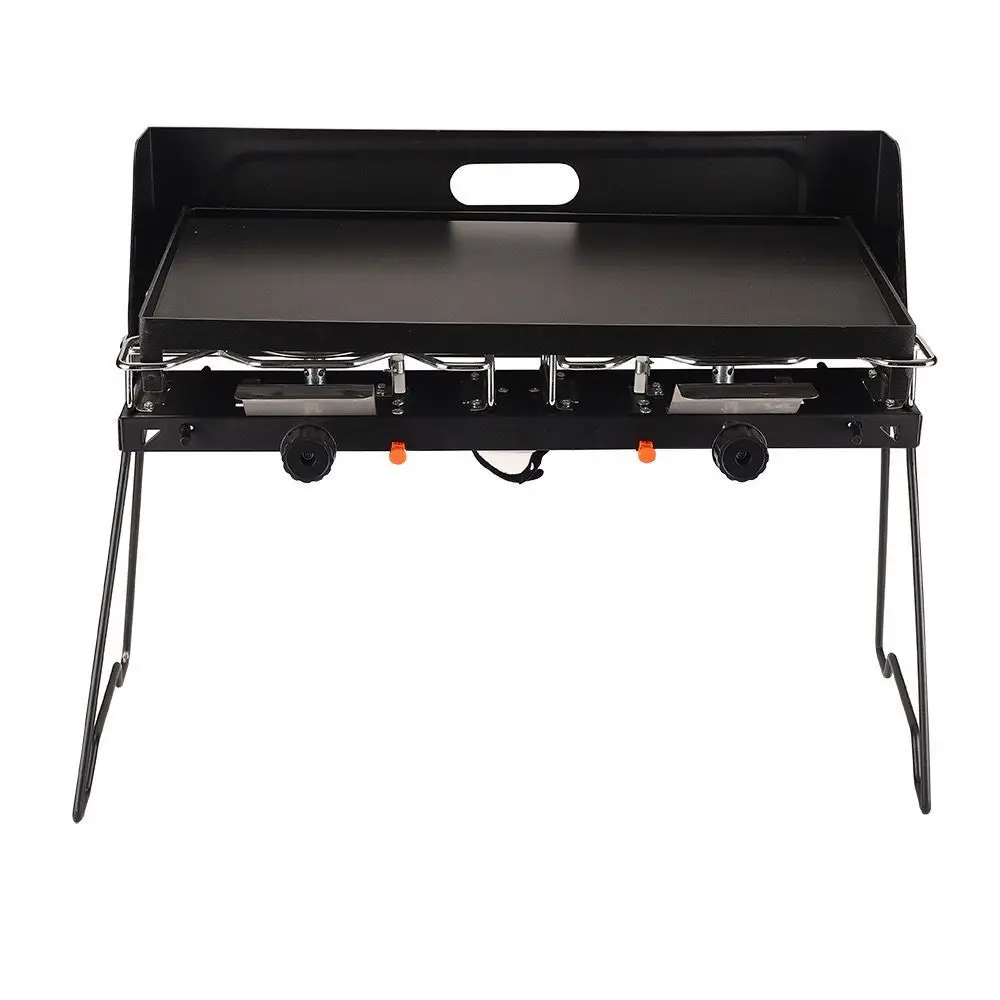 

Outdoor camping cassette stove, double head foldable barbecue stove, gas stove, increased height, windproof stove, gas stove