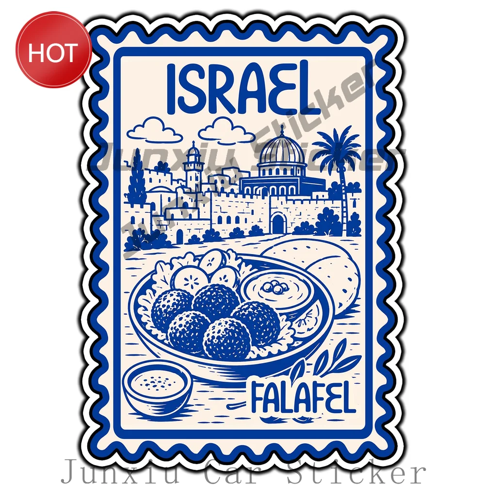 Israel Falafel Travel Postage Stamp Waterproof PVC Sticker For Rear Window And Laptop Vehicle Styling Accessories Decal