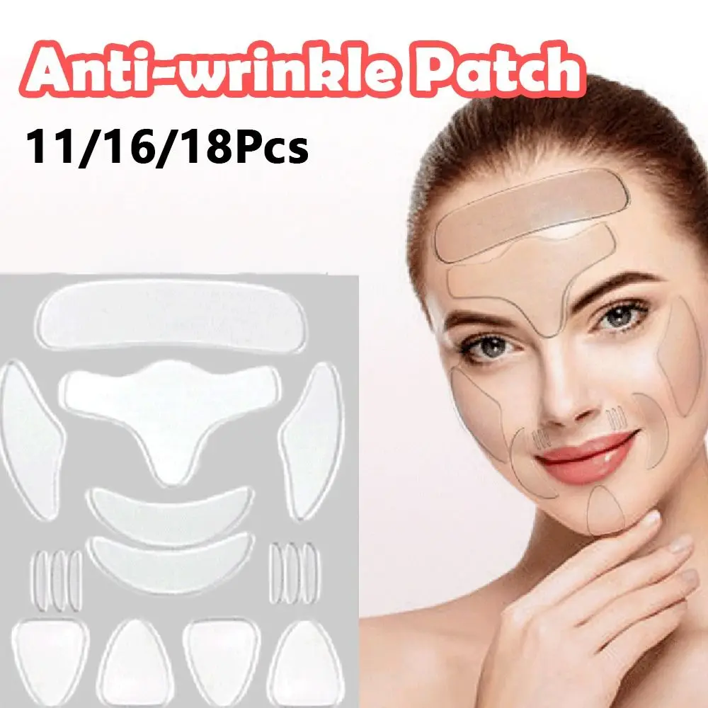 

4/11/16/18Pcs Forehead Silicone Anti-wrinkle Patch Set Sleeping Reusable Facial Wrinkle Remover Strips Anti Microgroove