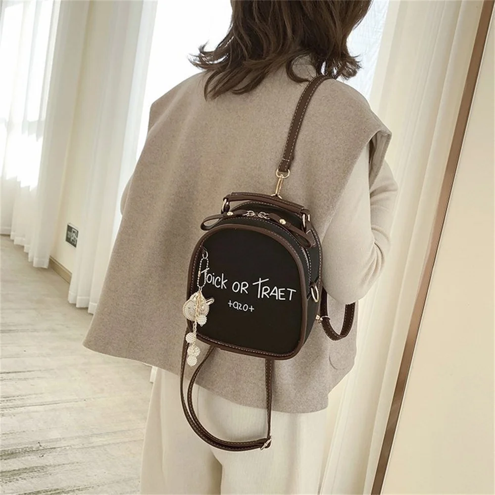 Classic PU Leather Mini Women Backpack Multi Functional Girls Shoulder Bag Fashion College School Bag Trend Small Backpack