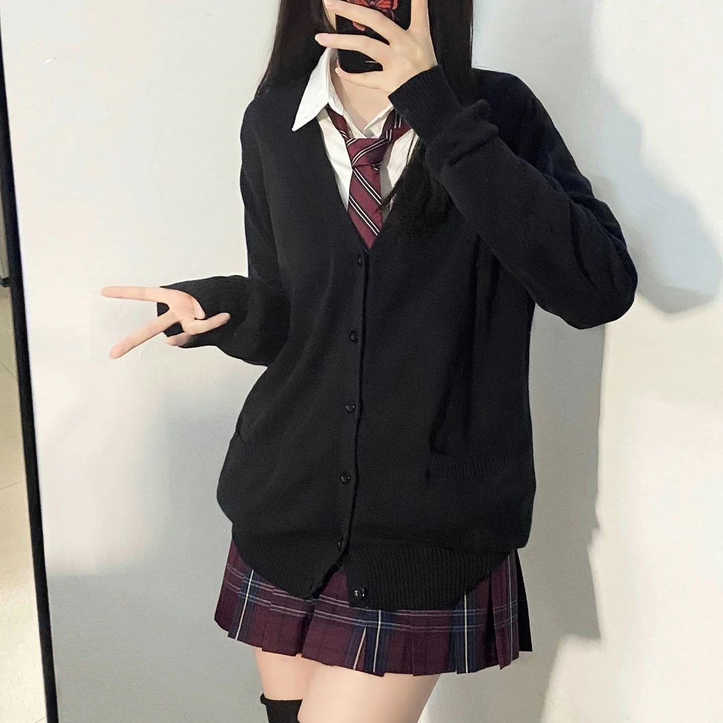 Pink Blue Black Cute Jk Sweater Knitted Cardigan Female Original Japanese Jacket Uniform School Supply Feeling Lazy Style