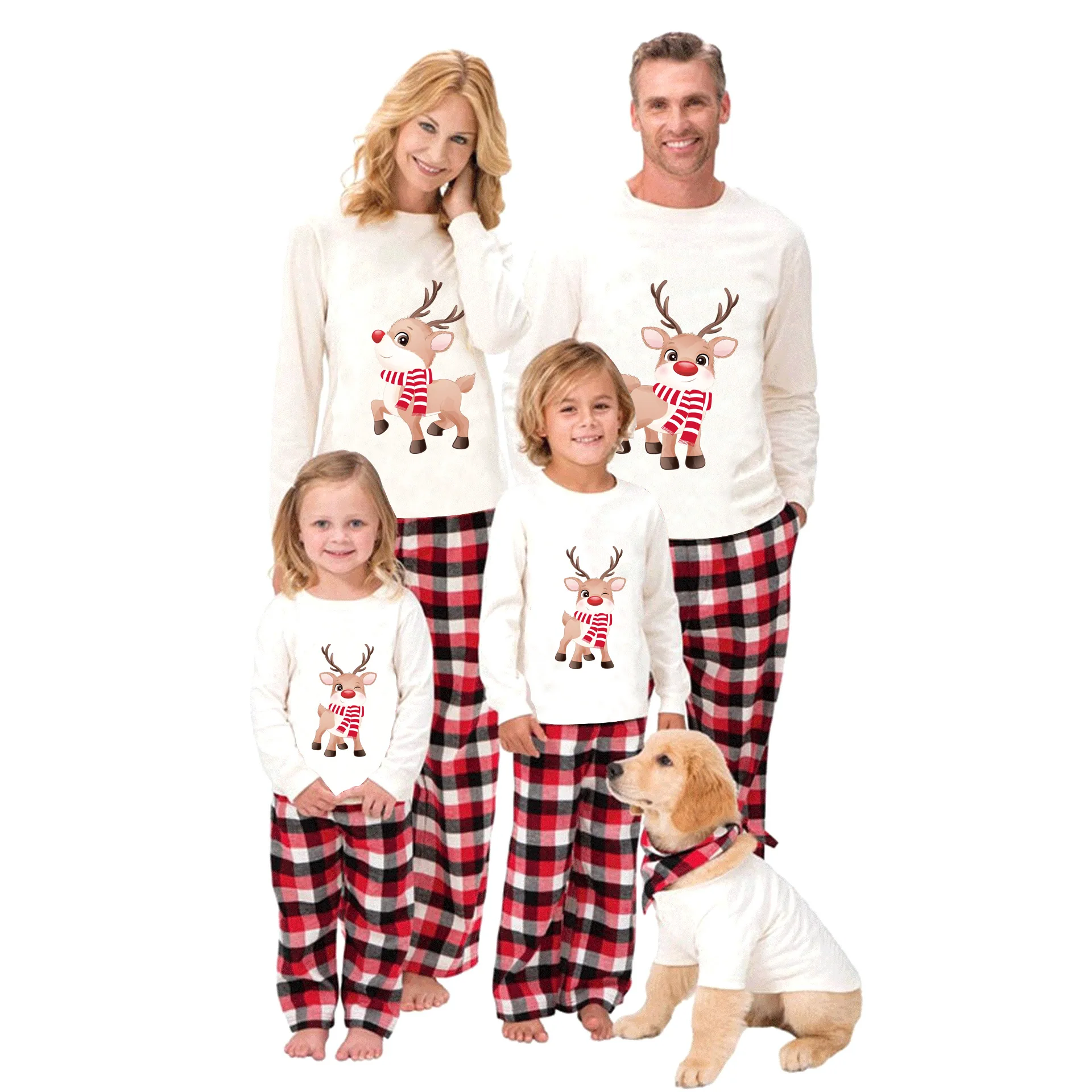 2024 new Christmas Moose print family long sleeve pajamas set home wear