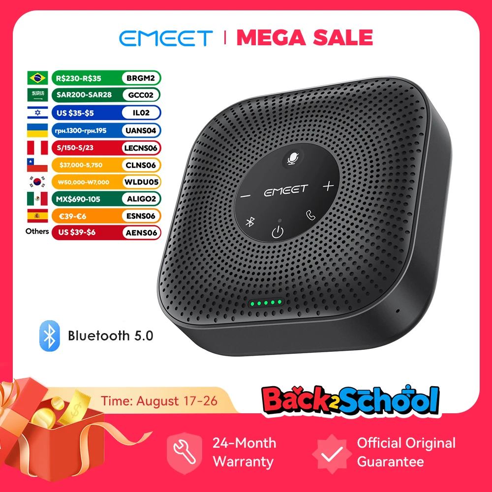 EMEET Kabelloser Konferenzlautsprecher 360 °   Sprachbesprechungsmikrofon mit 4 Geräuschunterdrückungsmikrofonen Bluetooth-Freisprecheinrichtung für das Büro