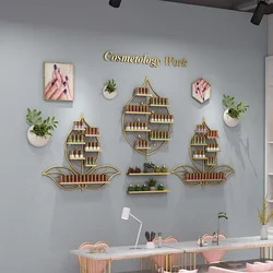 Decorative Hanging Metal Nail Polish Gel Display Shelf Nordic Leaf Shape Stylish Storage for Nail Polish and Accessories