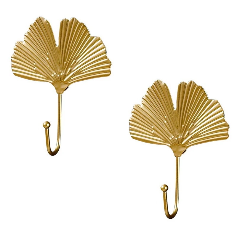 Coat Hooks Gold Hanging Holder For Key, Decorative Leaves Metal Hooks Wall Mounted Hooks Hanger About 11.5 X 9Cm