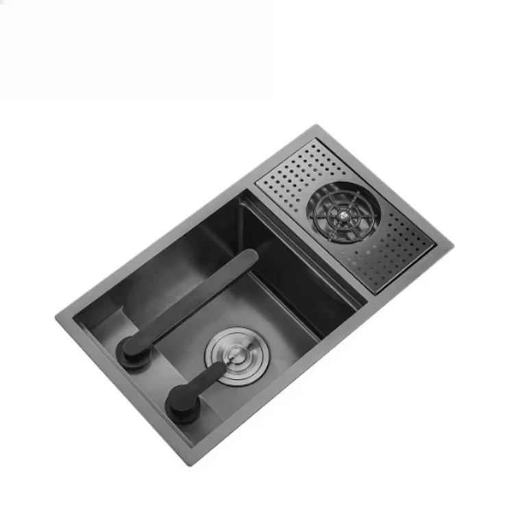 

YEETE Cup Washer Invisible Sink 304 Stainless Steel Coffee Shop Island Mini Single Sink Black King Kong Surface Nano Craft