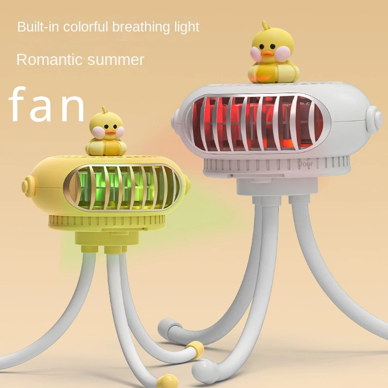 

2024 New Octopus Fan with Light Baby Stroller Fan Portable Rechargeable Fan Mini Air Conditioner Air Cooler