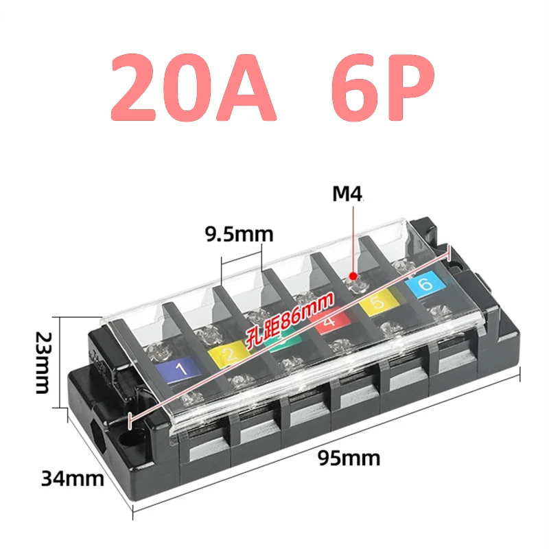 TA Multi-Positie Snel Klemmenblok 20A/60A Multi-In en Multi-Out Connector Messing Aansluitklemmenblok voor Elektronica