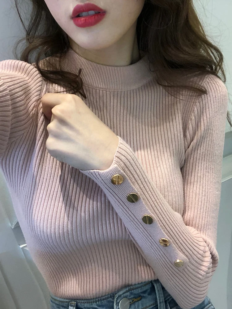 

Women's Slim Fit Long Sleeve Base Shirt Half High Collar Knitted Sweater Spring 2026 New Style Inner Wear Sweet Japanese Style