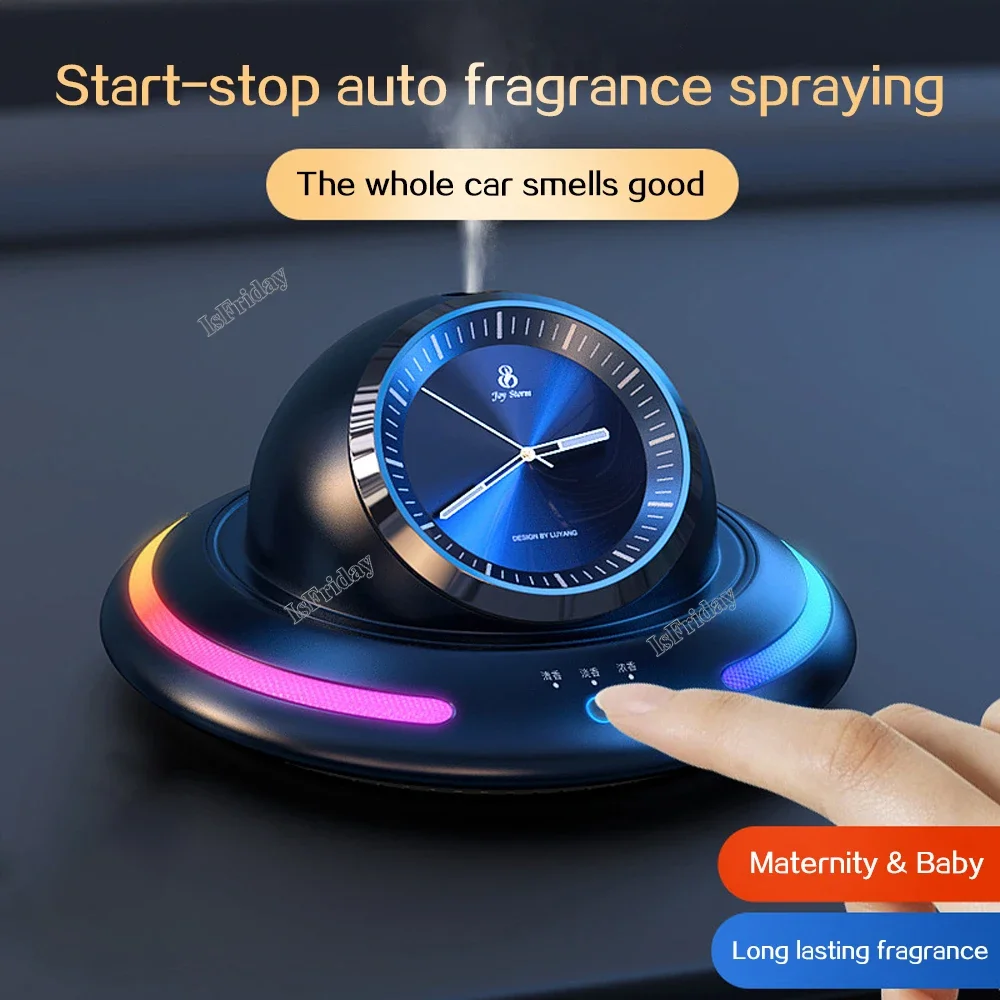 Smart Clock Diffuser TYPE-C Car Air Purifier Car Aroma Diffuser Perfume Car Accessories