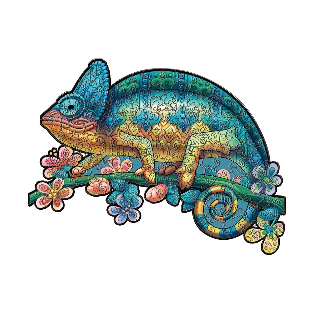 

Деревянная нестандартная головоломка-хамелеон высокой сложности, персонализированная 3D-головоломка для взрослых и детей, подарок, образовательная детская игрушечная игра