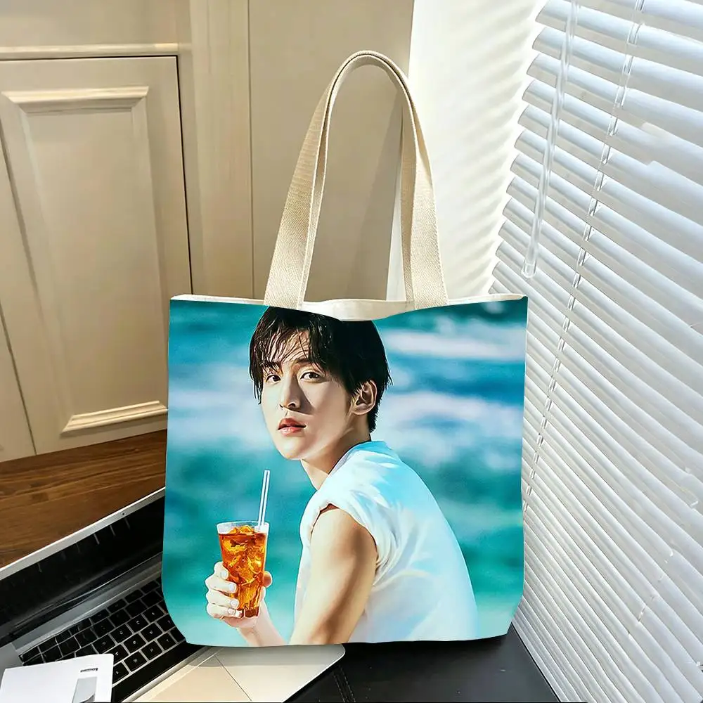 Japanese Actor R-Ren M-Meguro   Printed Canvas Tote Bag Shoulder Bag Commuter Mommy Shopping Bag