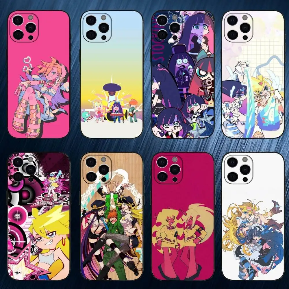 

Anime P-Panty & Stocking Phone Case For iPhone 17,16,15,14,13,12,11 Plus,Pro Max, Black Silicone Cover