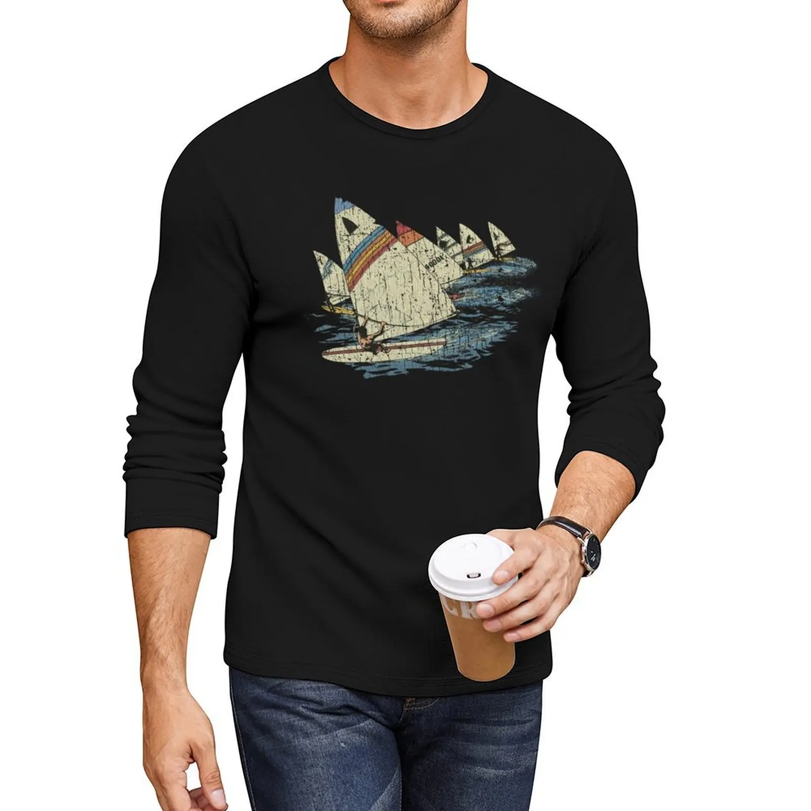 

Windsurfing Challenge 1987 Long T-Shirt sweat shirt plus size tops korean fashion Tee shirt slim fit t shirts for men