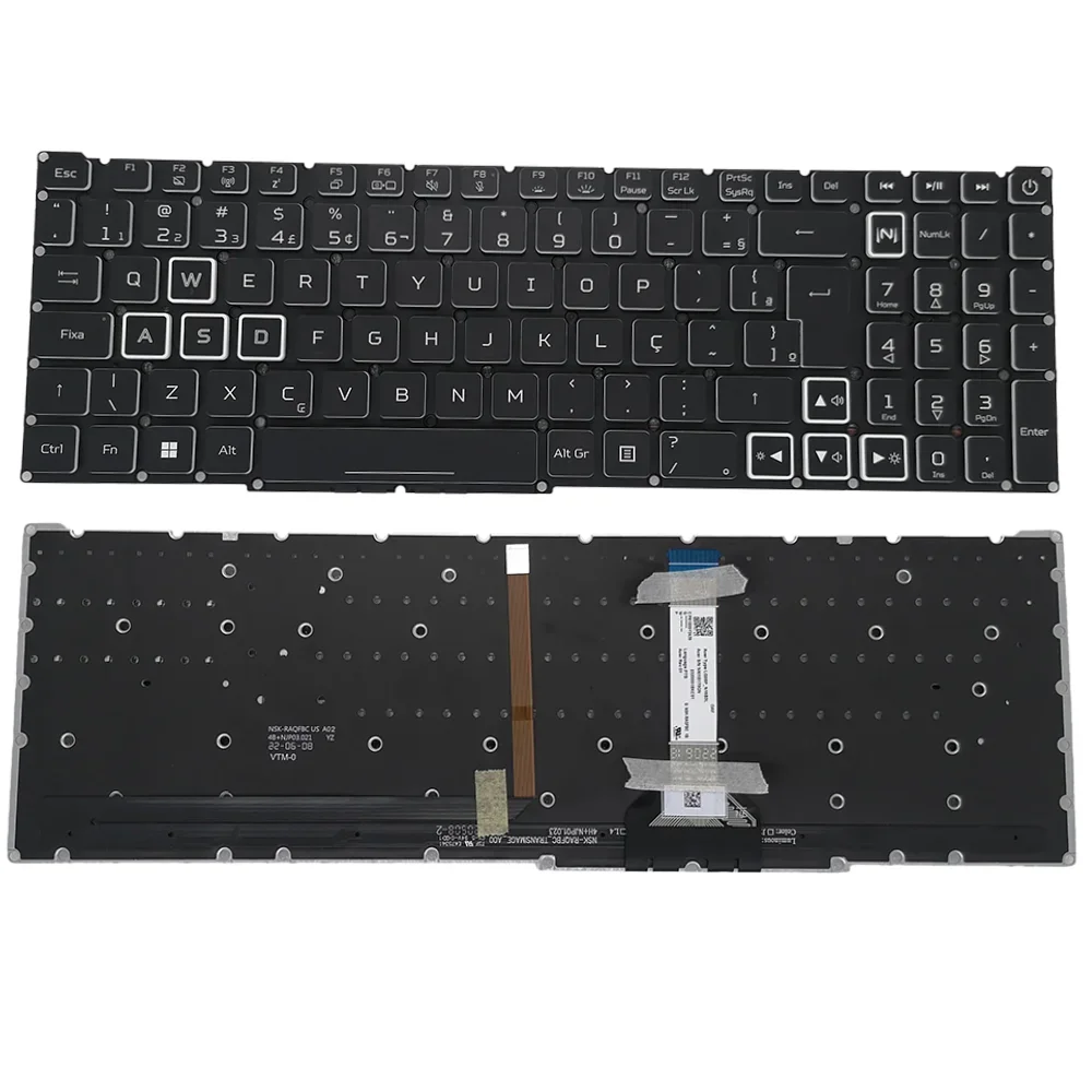 

BE AZERTY PT-BR ITA RGB Backlit Keyboard for Acer Nitro 5 AN517-54 AN517-41 AN515-45 Predator Helios 300 PH315-54 LG05P_N16B3L