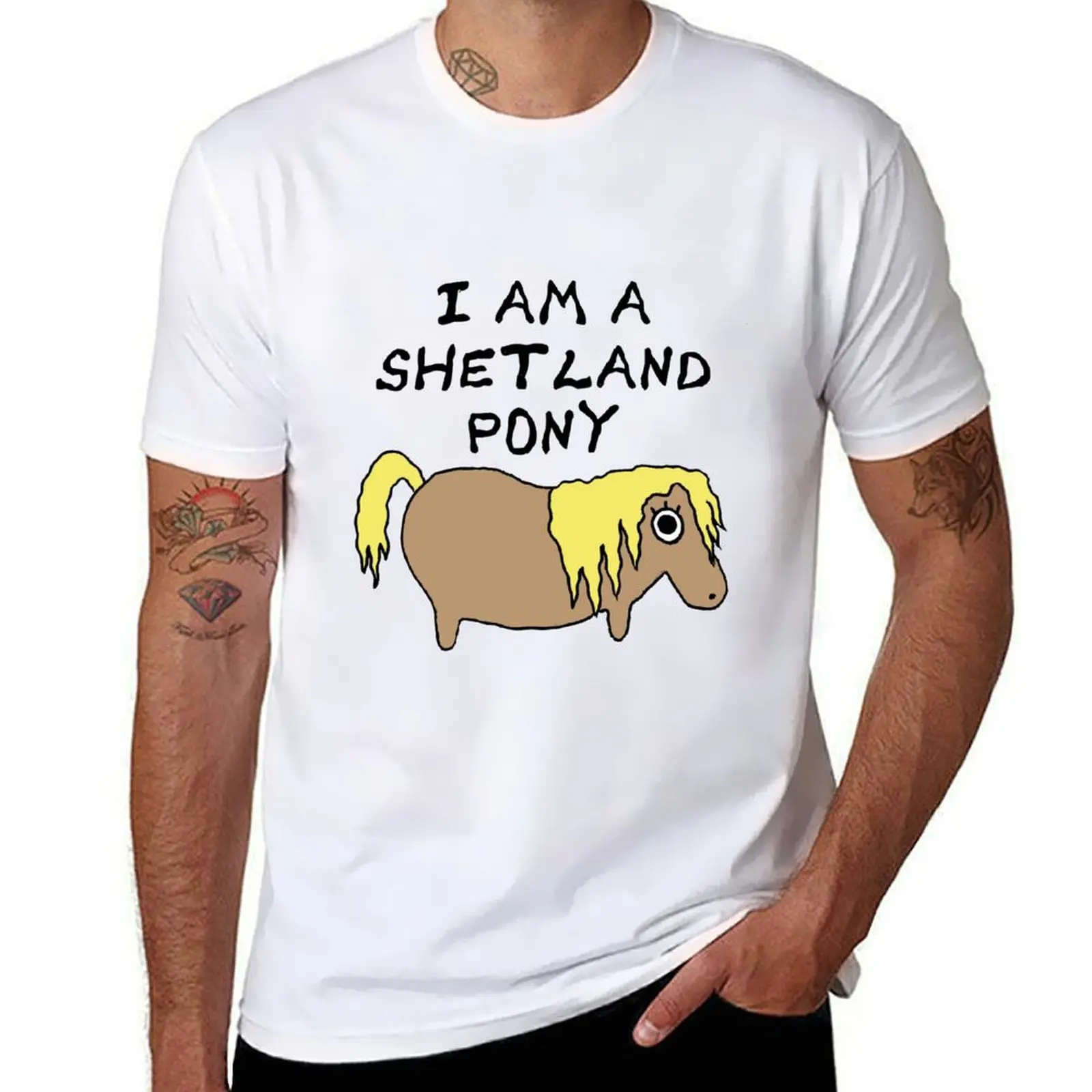Camiseta I am a Shetland Pony, camisetas gráficas para hombre, camisetas de algodón para hombre