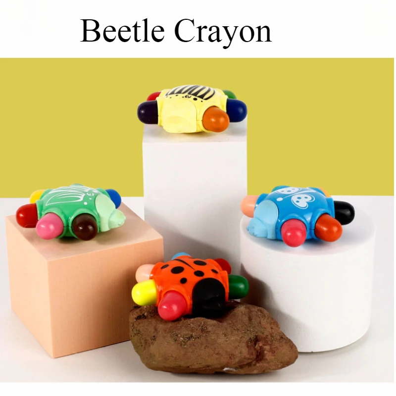 12/24 Color Beetle Shape Crayons Painting Color Pen Washable Bright Colors Perfect for Kids Art Craft and School Projects