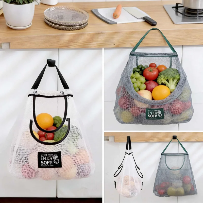 

Thick Durable Kitchen Hanging Storage Bag for Fruits, Vegetables, Ginger, Garlic, Handheld Storage Bag for Home Convenient Organ