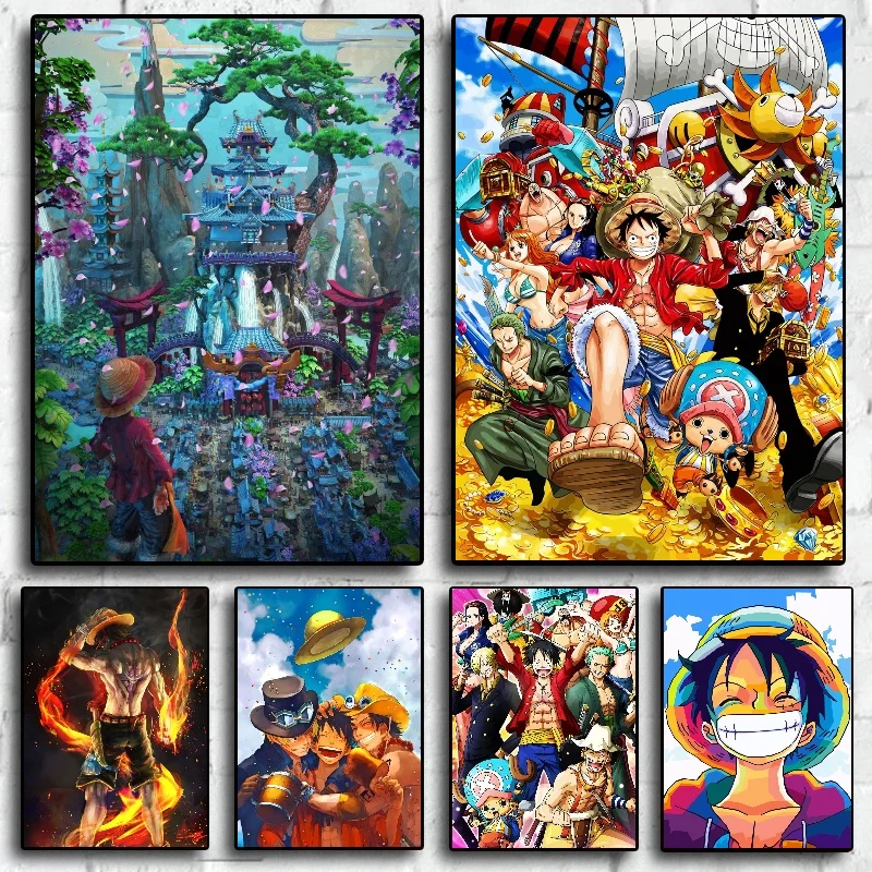 

Japan Anime One Piece LuffyHanging Painting High Definition Poster Artwork Wall Living Room Modern Home Decoration