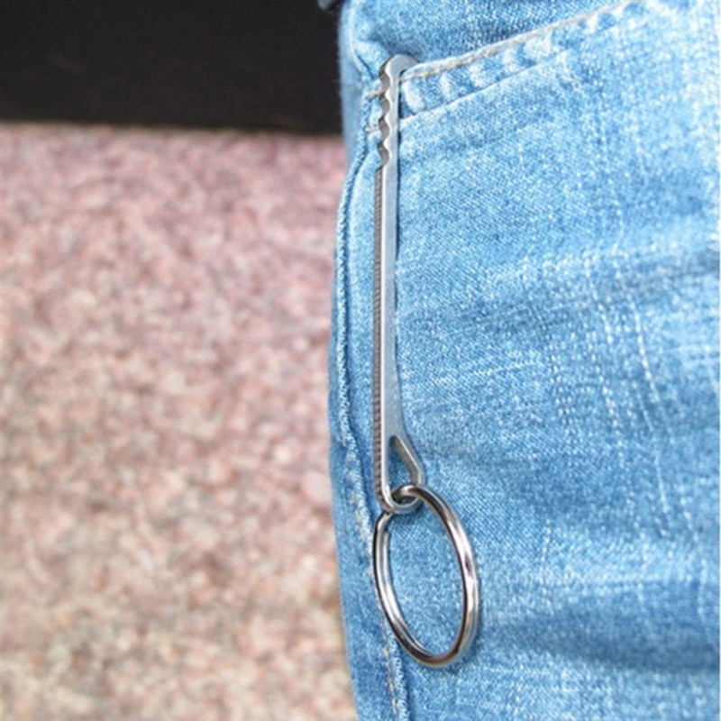 2 ชิ้นสแตนเลสพวงกุญแจพ็อกเก็ตคลิปหน้าแรกตั้งแคมป์พวงกุญแจตะขอ carabiner