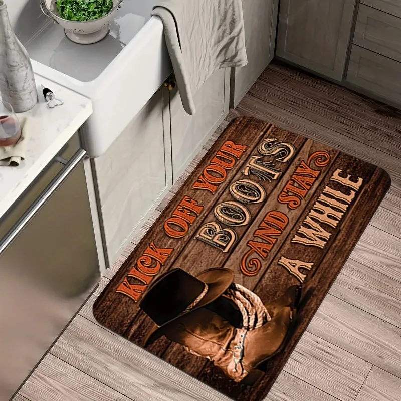 رعاة البقر الغربية ركل أحذيتك والبقاء أثناء ممسحة المضادة للانزلاق المطبخ حمام حصيرة المرحاض الطابق باب مدخل السجاد البساط