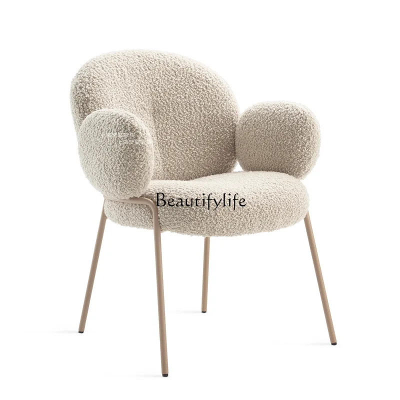 Nordic medieval lamb wool single sofa chair creative leisure bedroom lazy single chair