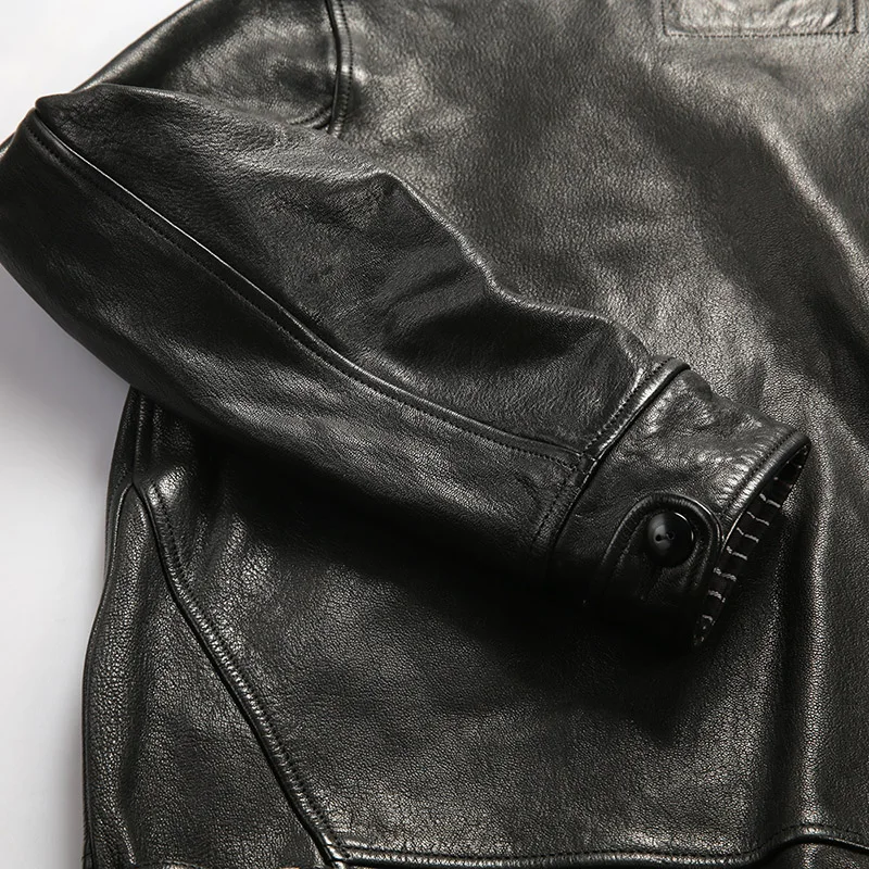 High Quality Moto & Biker Outdoor Leisure Slim Fit Zip Design Vintage Genuine Leather Clothings Men\'s Real Goatskin Jackets