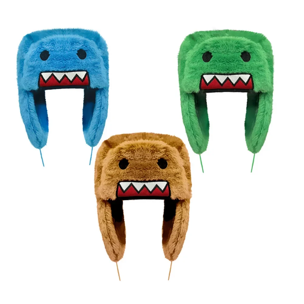 Funny Cartoon Monster Plush Trapper Hat Cute Faux Fur Earflap Winter Warm Windproof Ushanka Hat for Adults Party Cosplay Outdoor