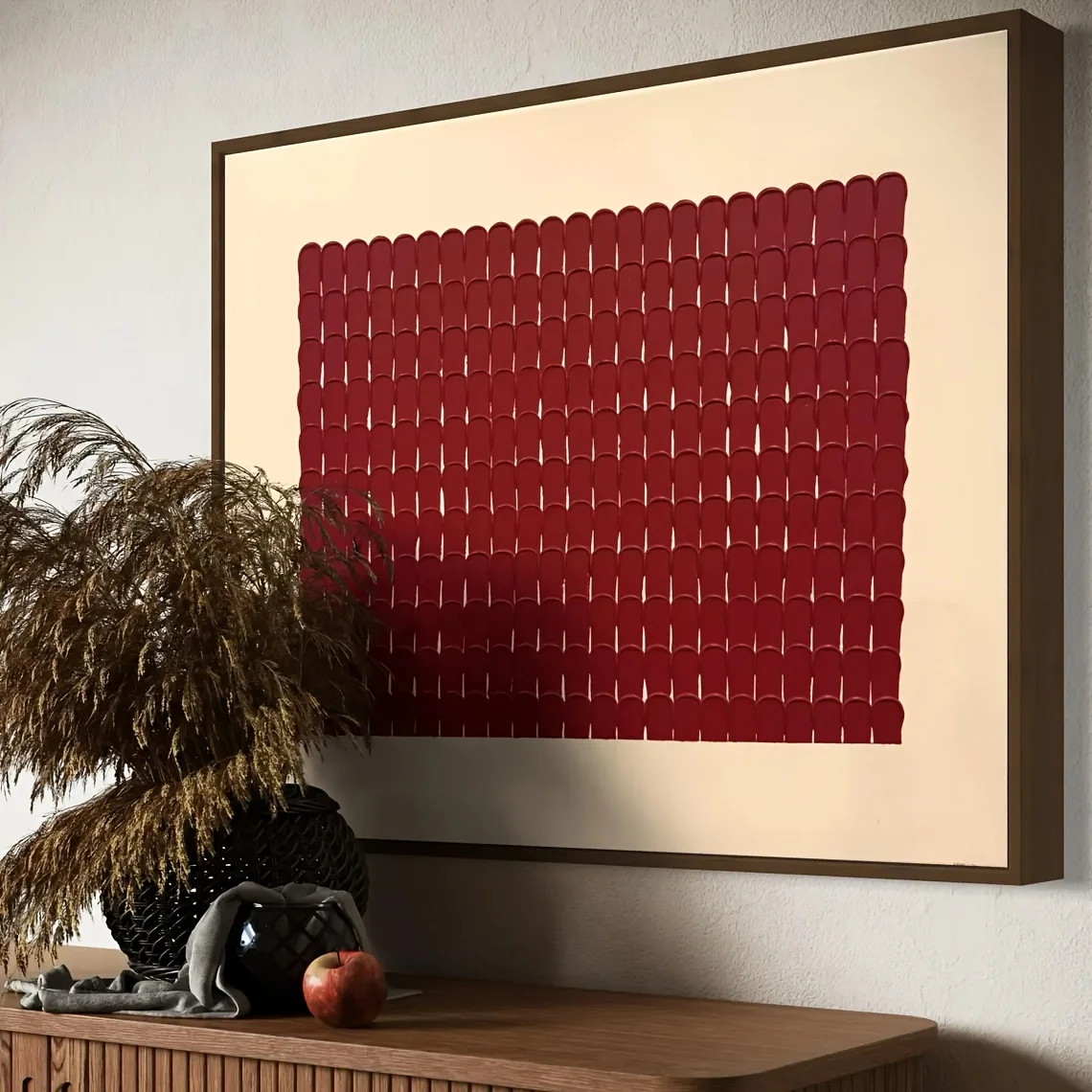 Abstract Red & Beige Textured Canvas Wall Art,Unframed Modern Wall Art Pictures for Living Room and Bedroom Decortions Gifts