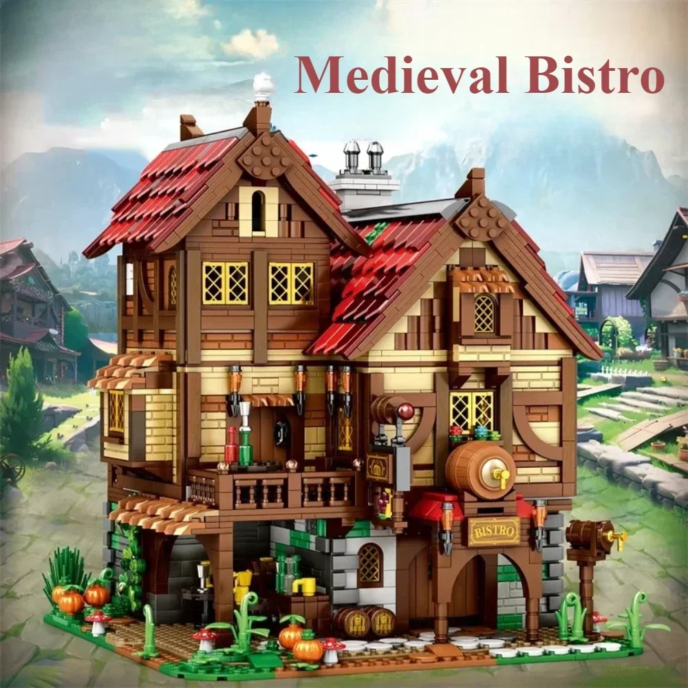 

Medieval Bistro Model The Crusaders Inn Street View Bricks Tavern Building Blocks 2831PCS Room Decor Toy Christmas Gift For Kids