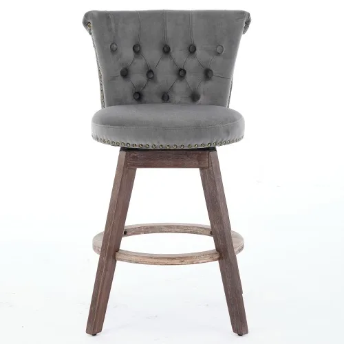 

# Counter Height Dining Bar Stools Set Of 2 360 Swivel Convertible Stools Back Hand-Tufted