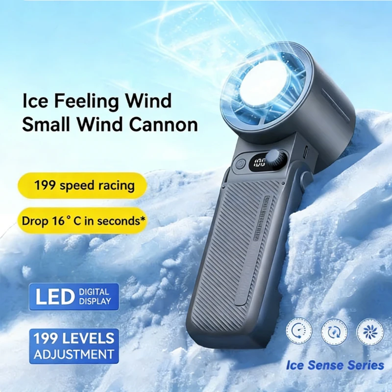 

Fold Handheld Fan Strong Wind Adjustable 199Gear Wind Speed Led Digital Display Turbo Portable Outdoor Handheld Fold Fan﻿