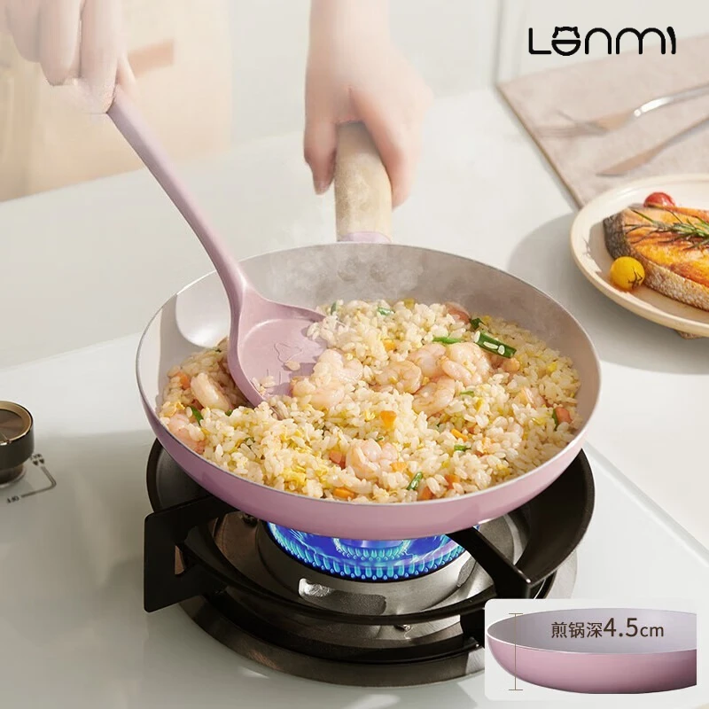 LANMI المعانقة غير عصا عموم المنزلية عناق مقلاة مكافحة تجاوز شقة القاع المقالي ستيك المقالي موقد غاز العام #2
