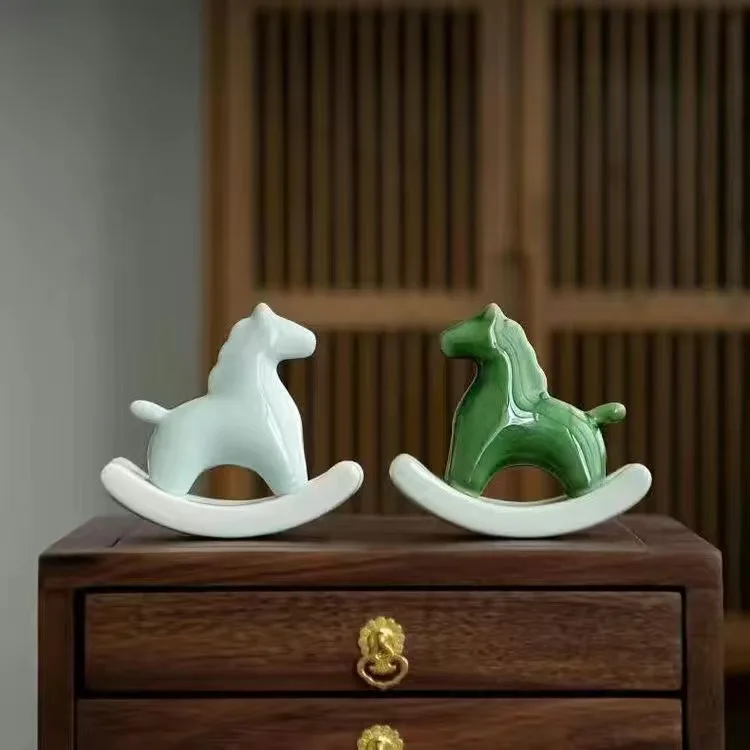 Green Horse Mascot Ceramic Animal Tea Pet Tea Play Tea Ceremony Home Simple Modern Decorative Pieces Creative Gifts