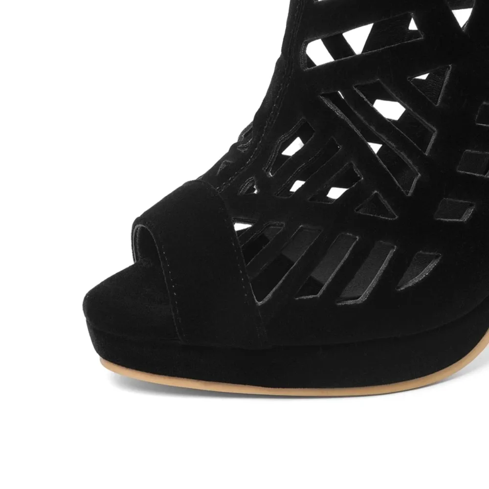 BLXQPY Super Big Size 28-52 High Heels Sandals Women Sexy Fashion Peep Toe Back Zip Summer Style Platform Sandals 19-155