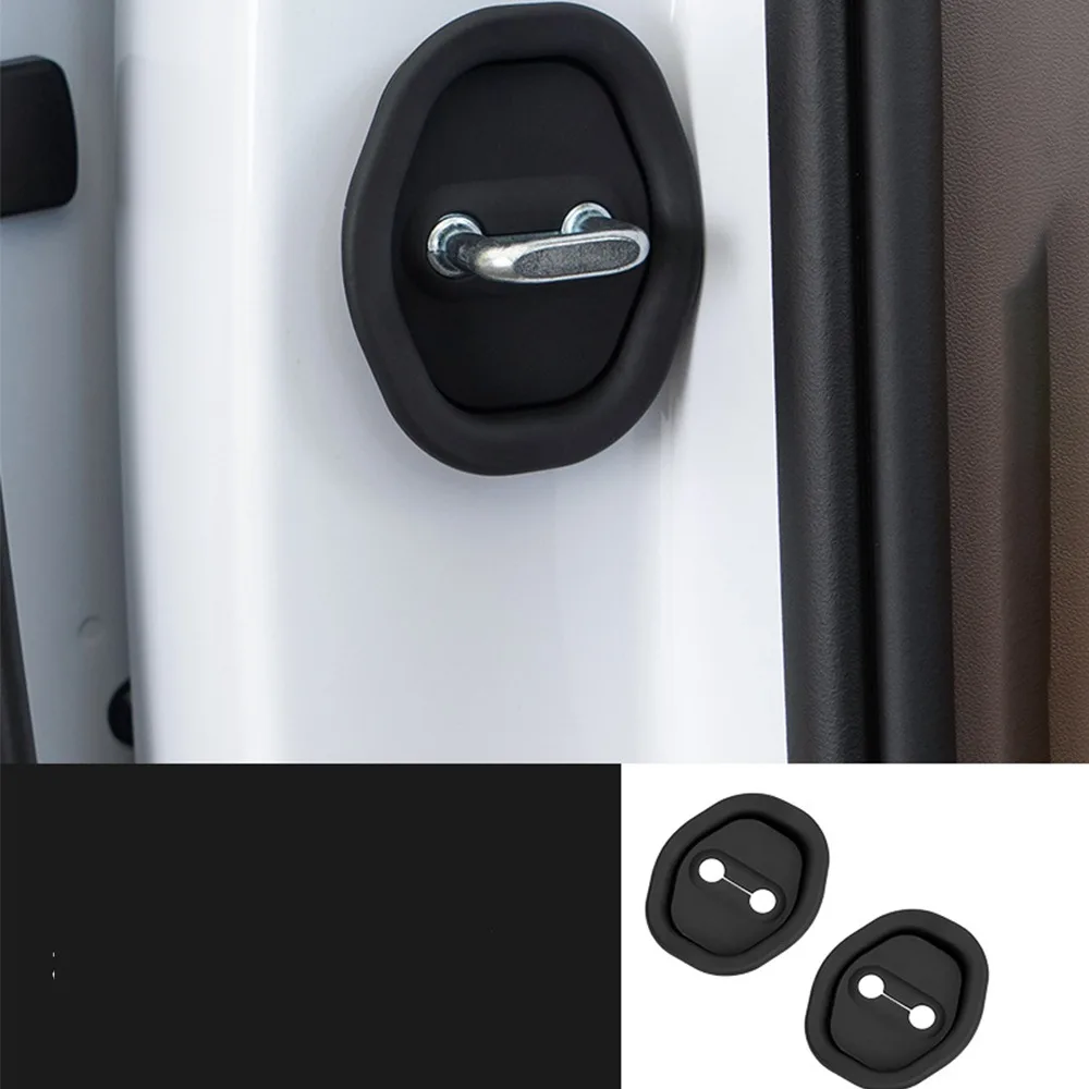 Silent Accessories Car Door Lock Buckle Protection Cover 1/4PCS Auto Accessories Mute Damping Cushion Black/White Silicone