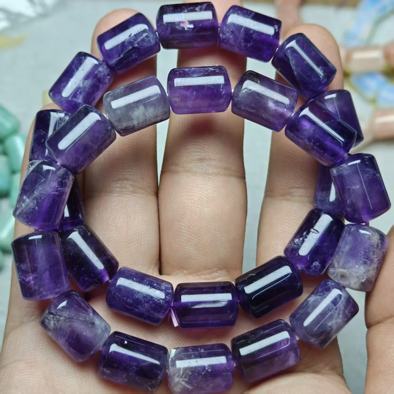Xingyu Natürliche AAA Amazonit Amethyst Unakite Rhodonit Quarz Fassperlen Glatte Runde Schmuckherstellung Design DIY Armband Geschenk – Detail 5