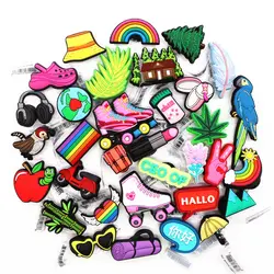 Original Camping Style PVC Shoe Charms Accessories Rainbow Woods Backpack Shoes Decoration for X-mas Kids Party Gifts