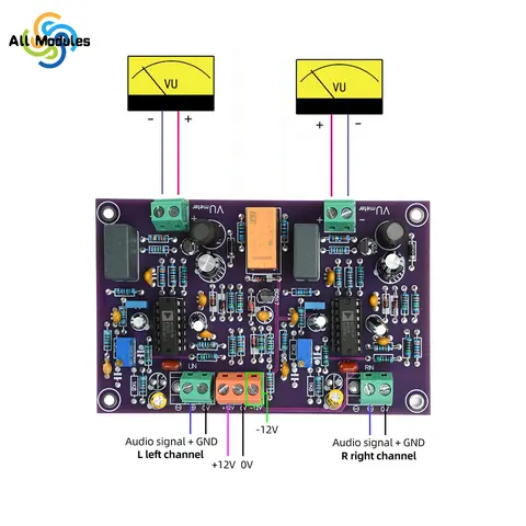 Professional VU Meter Drive Board Dual-Channel Input High Impedance Buffer 60dB Dynamic Range Audio Module for Studio Amplifier