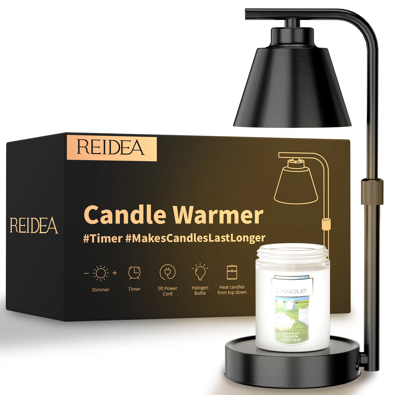 

REIDEA Candle Warmer Lamp - Dimmable Electric Wax Melt Warmer with Timer, Lamp Candle Warmer for Home Decor and Gifts for Mom