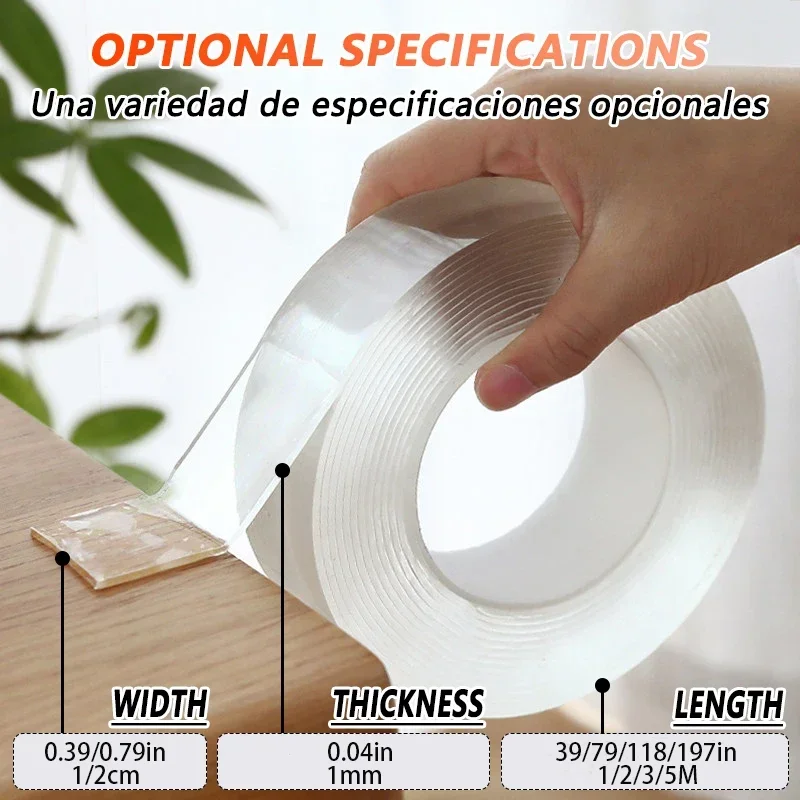 Double Sided Nano Tape Extra Strong Decorative Adhesive Tape NoTrace Reusable Transparent Waterproof Tape Useful Things For Home