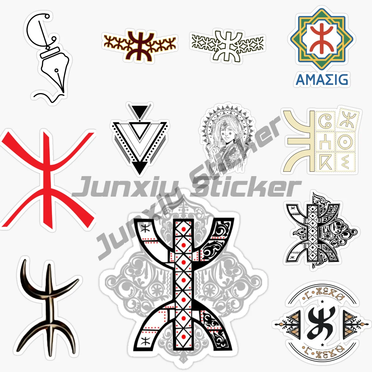 

AMAZIGH Berber North African Indigenous Peoples Flag National Emblem Car Sticker Self-adhesive Decal Car Decoration Accessories