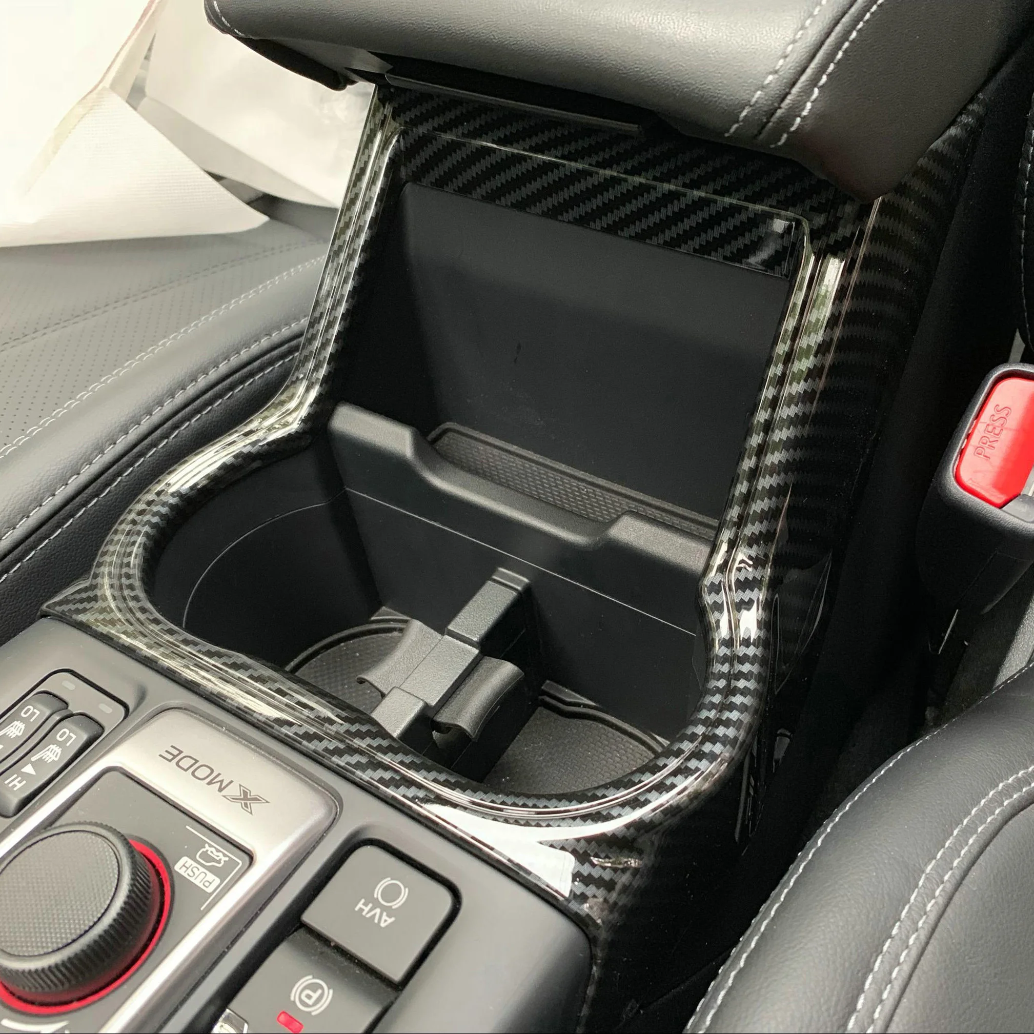 For Subaru Forester 2019-2024 Carbon Fiber Car Interior Center Console Cup Holder Cover Surrounds Trims 2023 2022 2021 2020