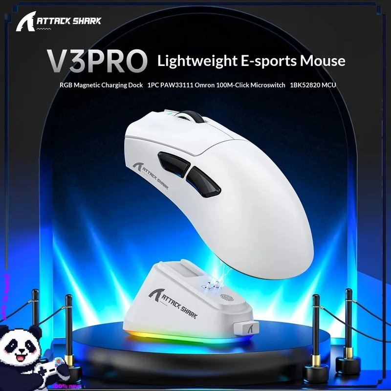 Attack Shark V3 PRO Wireless Bluetooth Lightweight Gaming Mouse with RGB Charging Dock, Perfect for Delta Force FPS E-Sports
