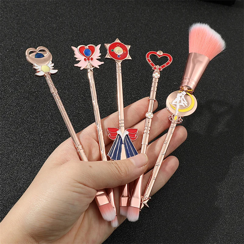 Sailor Moon Makeup Brushes Set Women Girl Powder Eyeshadow Eyeshadow Blending Wand Brush Pinceaux Pink Soft Synthetic Hair