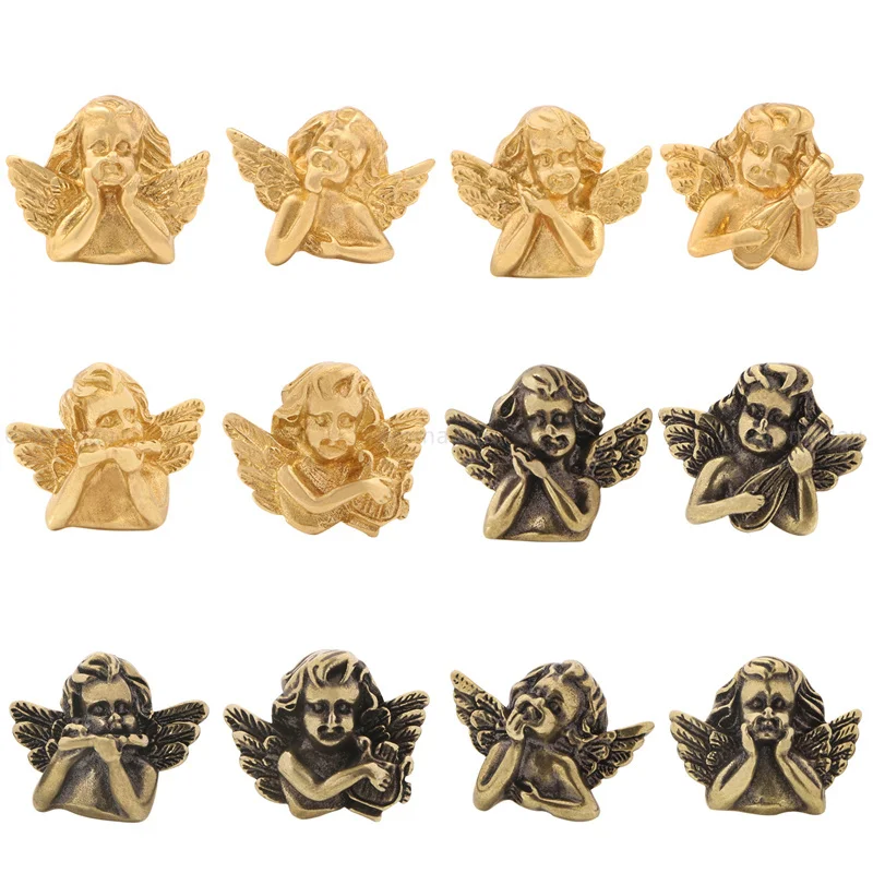 Retro Furniture Handle Wardrobe Drawer Door Knob Little Angel Shape Brass Cabinet Door Handles Kitchen Cupboard Shoe Closet Pull