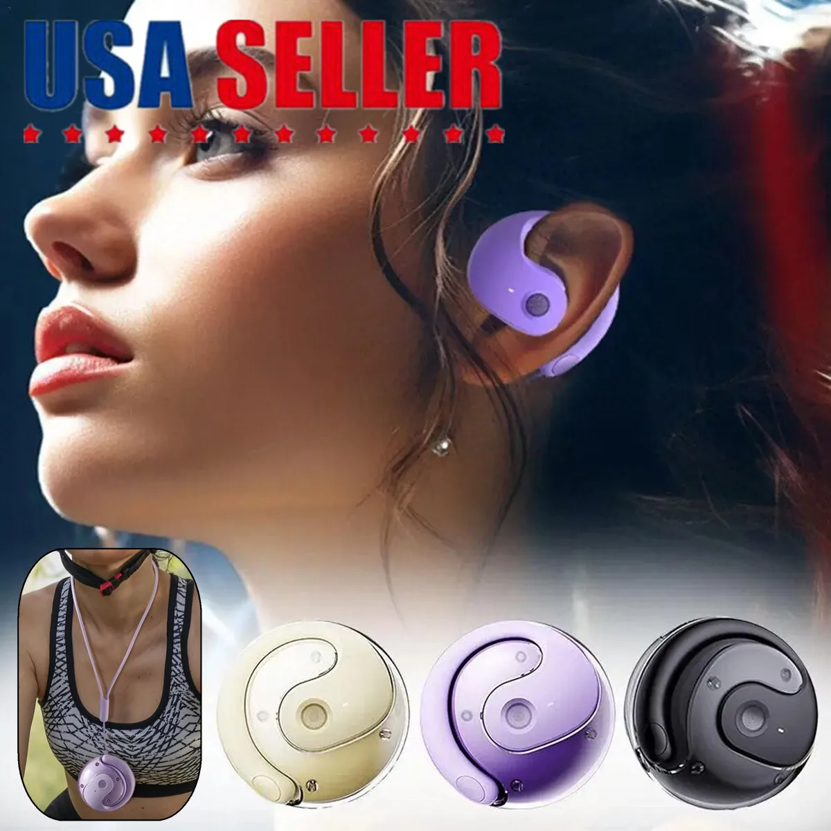 

Wireless Headphones Bluetooth 5.4 Stereo Ear Hook Headset TWS Earphones Earbuds