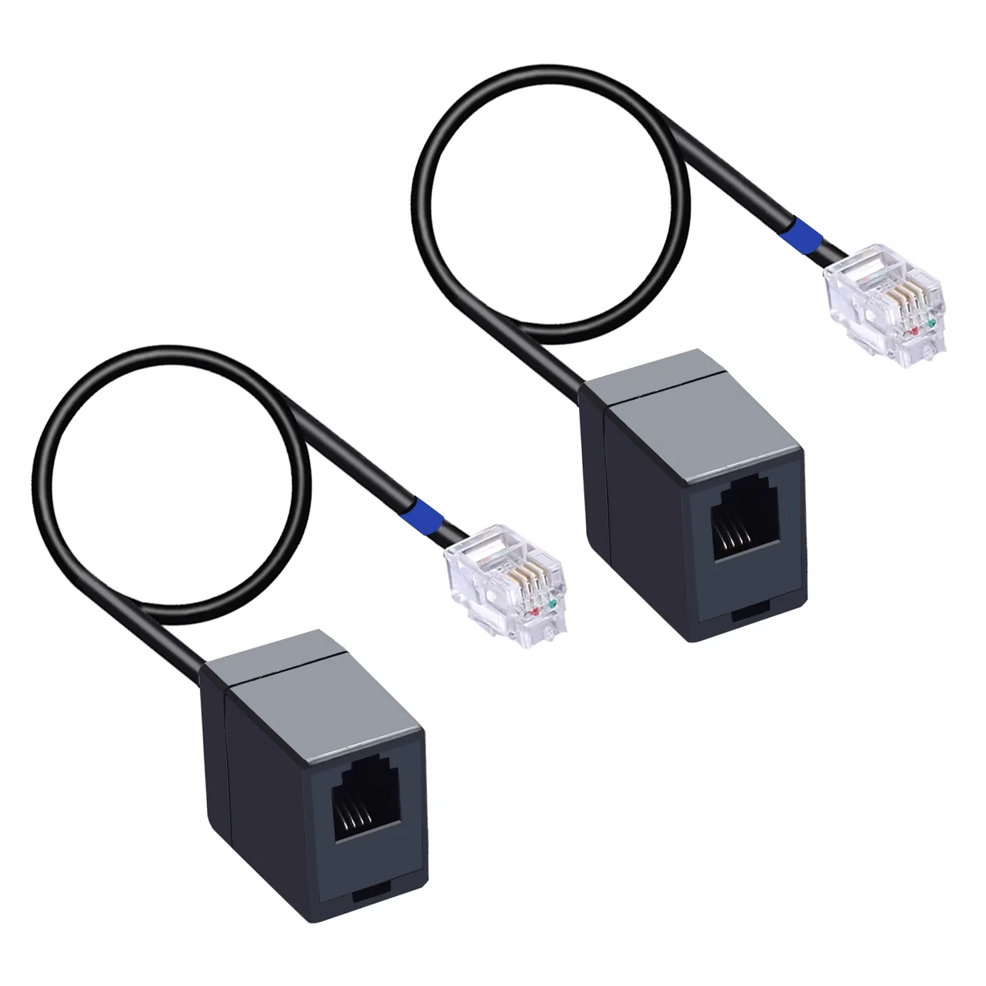 

IP Phone Headset Adapter Cable 2PCS Standard RJ9(RJ10/RJ22) 4P4C Female to Male Extension Cord for Cisco Office Telephone
