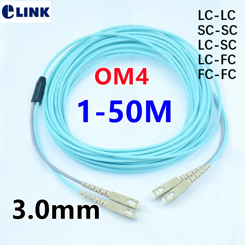 1m2m3m5m10m20m30m 50m OM4 Armored Patch Cord 2 fiber LC SC FC ST armored ftth jumper 2 cores optical fibre MM cable duplex ELINK