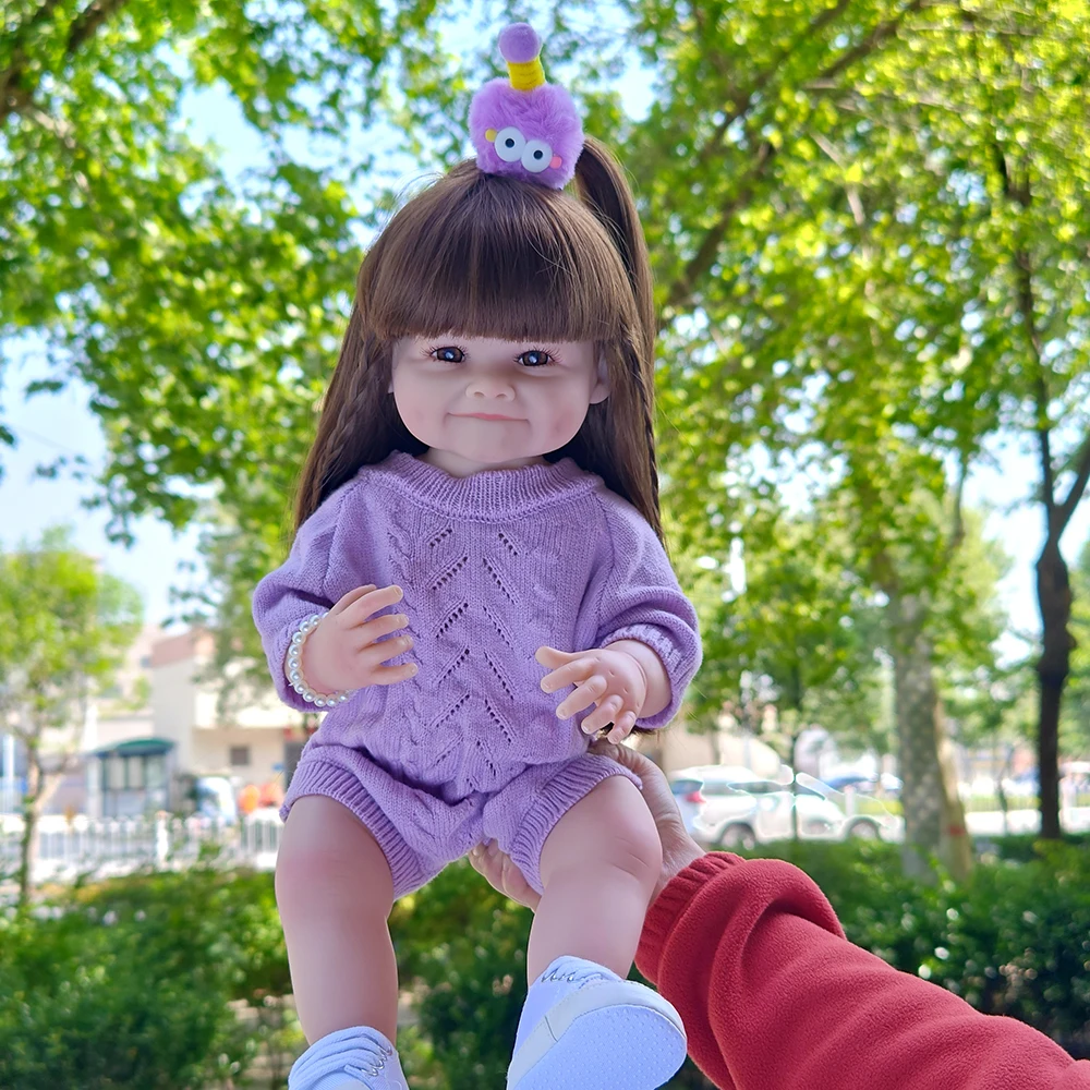 Poupée Reborn de 55CM avec corps complet en Silicone souple et vinyle, 22 pouces, réaliste, doux au toucher, haute qualité, cadeaux d'anniversaire